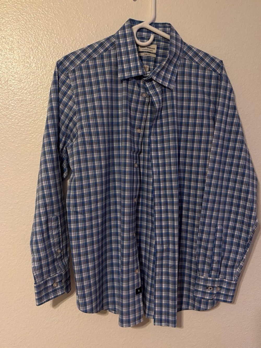 Lucky Brand Blue and White Plaid Button-Up Shirt